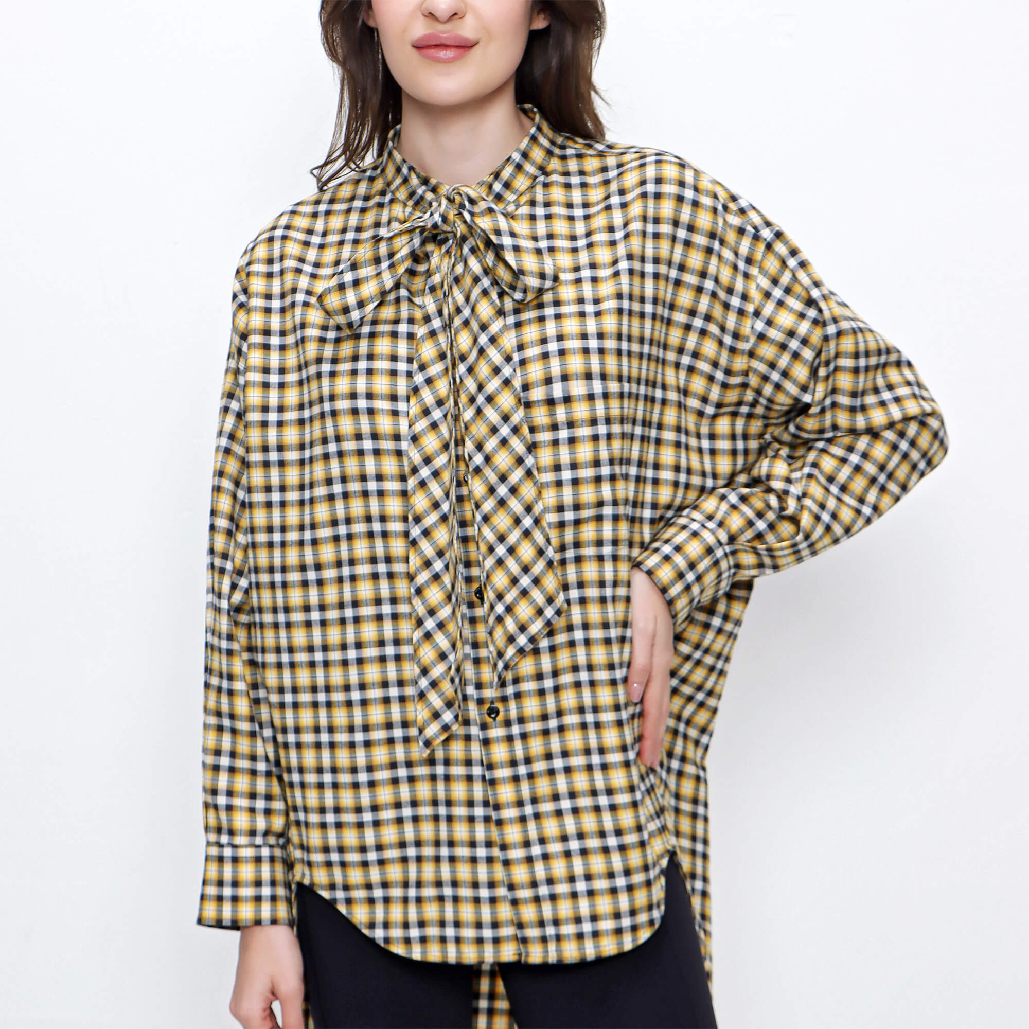 Balenciaga - Yellow Plaid New Swing Shirt 